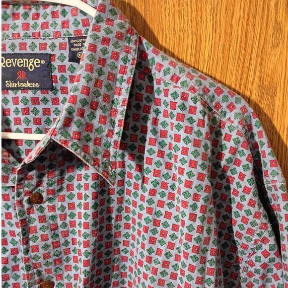 Vntg mens button down revenge shirtmakers geometric cotton y2k casual shirt xl - Picture 8 of 8